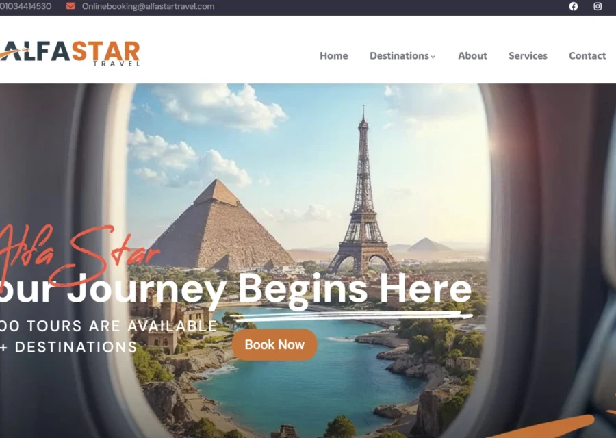 Alfa Star Travel website homepage designed by Qlegy