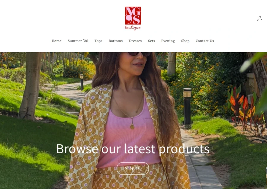 NGS Boutique e-commerce website designed by Qlegy