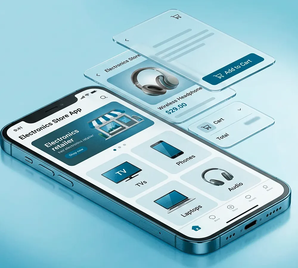 Mobile UI/UX screens for a digital product
